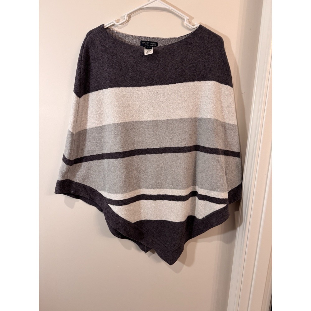 Barefoot Dreams Cozy Chic Ultra Lite Ocean Blue Stripe Poncho - One Size